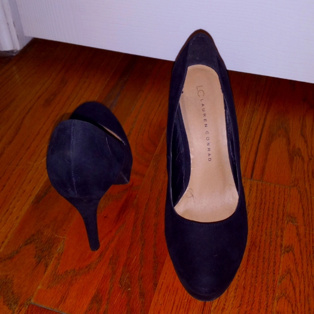 My favorite pair of Lauren Conrad black suede 4 inch heels.